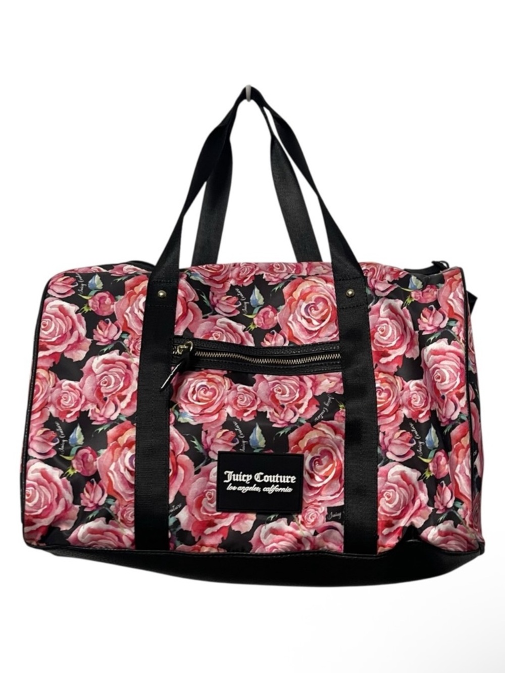 JUICY COUTURE Floral Pink Roses Weekender Duffle Travel Bag